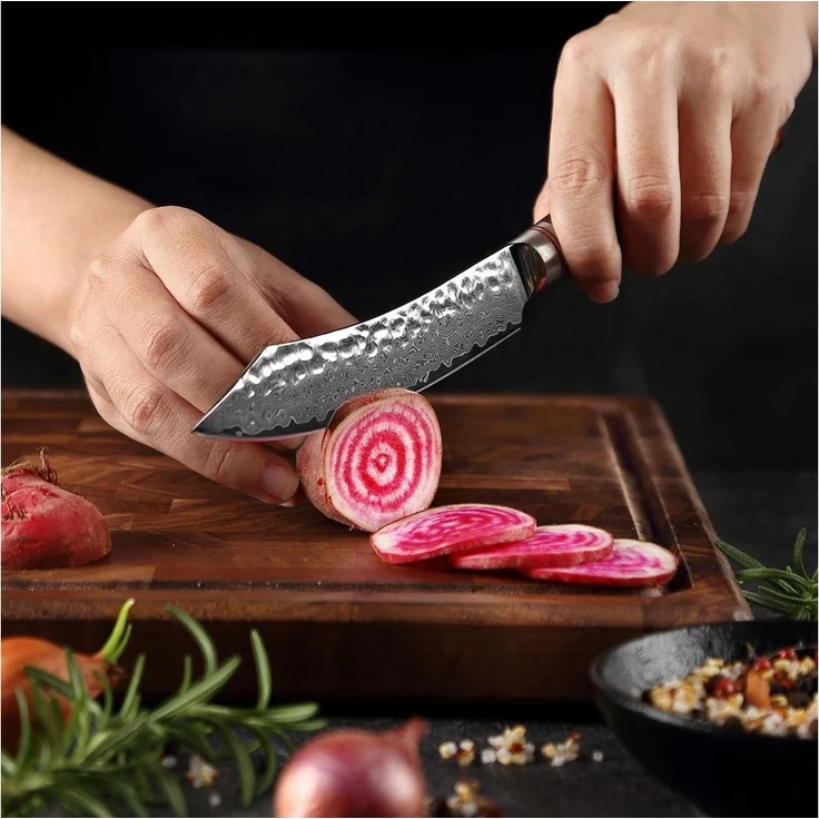 Wakoli Steakmesser Nussbaum Damastmesser I 12,5 cm Klinge I Nussbaumholzgriff – Bild 3