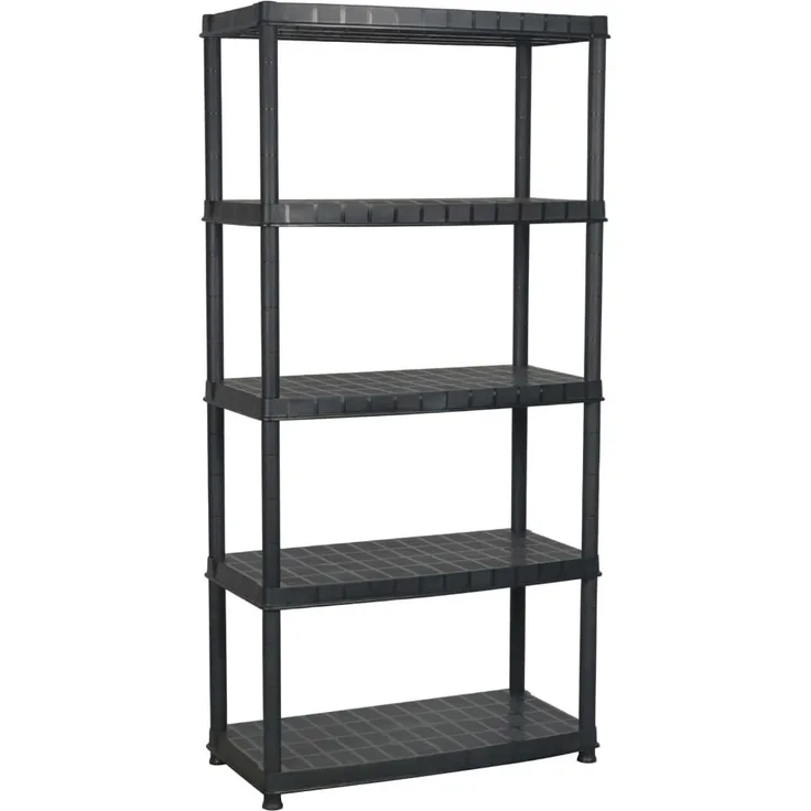vidaXL Lagerregal 5-Tier Schwarz 91,5x45,7x185 cm Kunststoff 147686