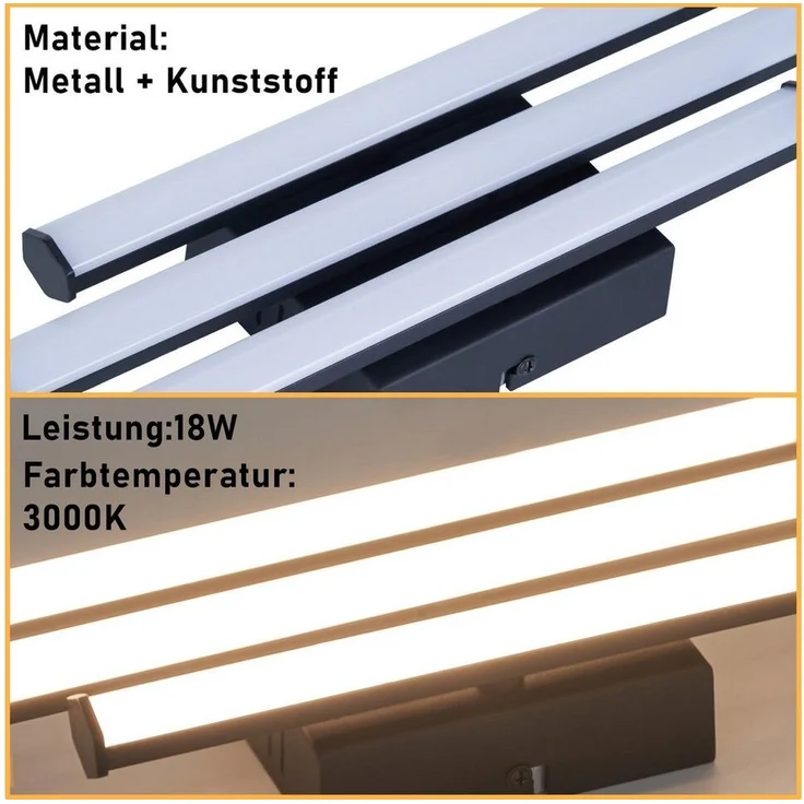 Nettlife LED Wandleuchte Innen Schwarz Modern 6/12/18/27W 3000K Flur Wandbeleuchtung Warmweiß, LED fest integriert, Warmweiß, Wandlicht für Wohnzimmer Schlafzimmer Küche – Bild 3