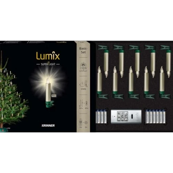 kabellose Kerzen, LUMIX SUPERLIGHT MINI, superhelle warmweiße LEDs, cashmerefarben, Basis-Set, 12 Stück – Bild 1