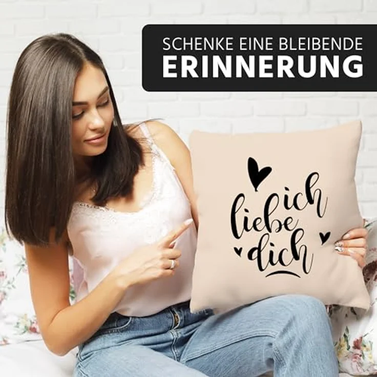 MoonWorks Dekokissen Kissenbezug Ich liebe Dich I love You Liebe Love Geschenk Frau Freundin Mann Freund Zuneigung Kissen-Hülle Deko-Kissen Baumwolle MoonWorks® – Bild 5
