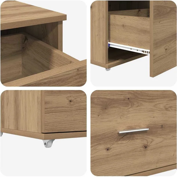 vidaXL Schubladenschrank Mit Rad Artisan-Eiche 55 x 45 x 31 cm 869313 – Bild 9
