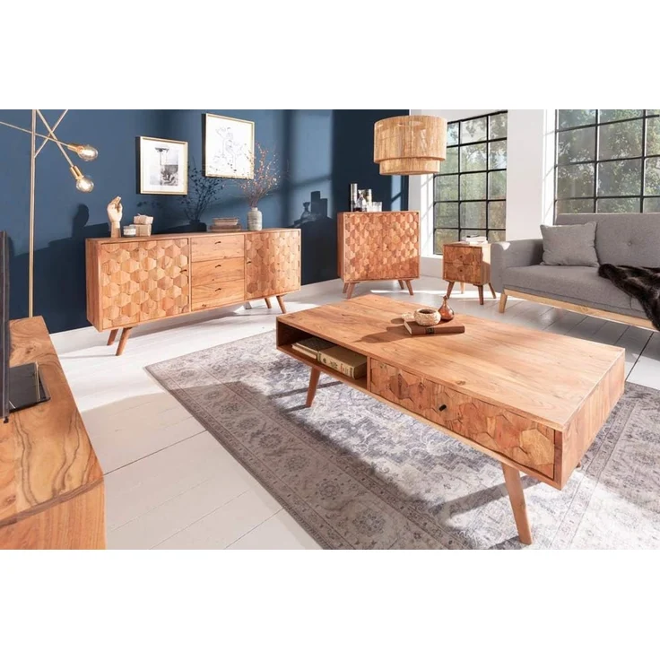 riess-ambiente Lowboard MYSTIC LIVING 140cm natur, Massivholz · TV-Schrank · Akazie · Wohnzimmer · Retro – Bild 8