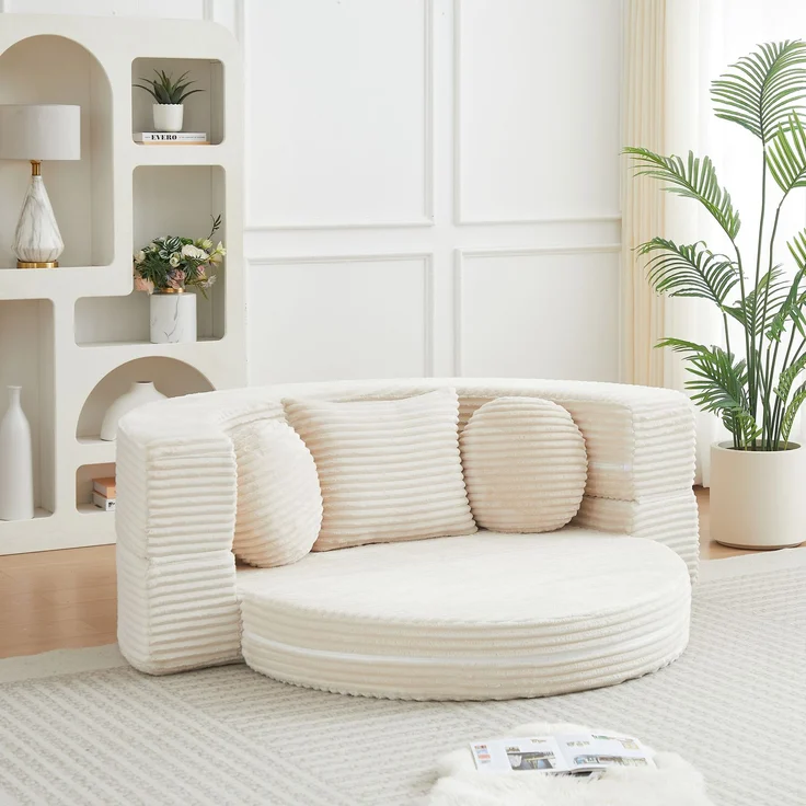 ZUBALIYA SchlafSofa mit USB - Anschluss, mit Schreibtisch, mit Cordbezug, mit Schaumstoffpolsterung, für Wohnzimmer und Apartments – Bild 18
