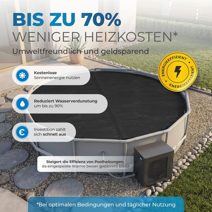Miganeo Pool Solarfolie Ø 457 cm Deluxe rund | schwarz | 180 my | 12 mm Luftblasen – Bild 5