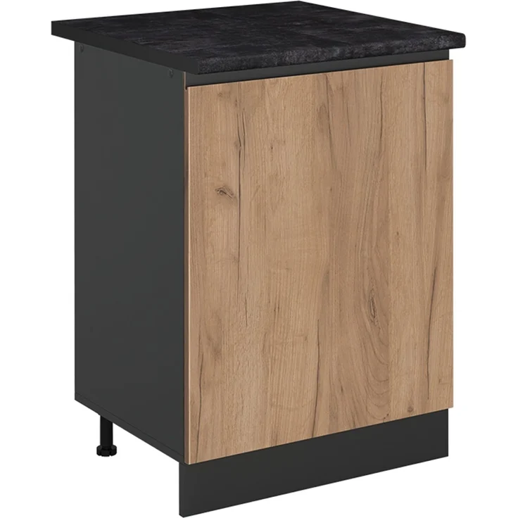 Küchenunterschrank R-Line Goldkraft Eiche/Anthrazit 60 cm mit 1 Tür Arbeitsplatte Anthrazit Vicco – Bild 1