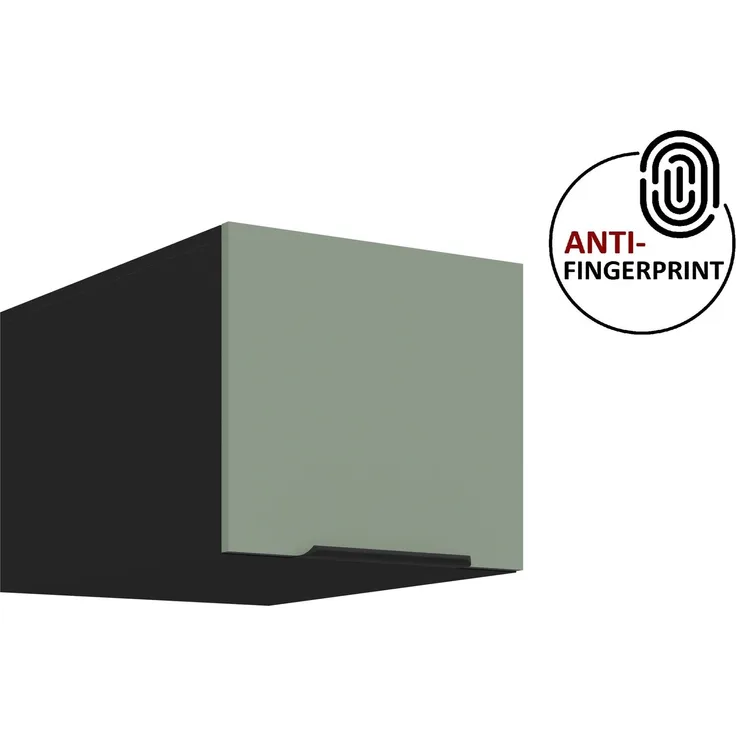 Küchen Aufsatzschrank 40 cm ARIA Aquamarin ultra matt + Schwarz matt, hochwertige Fronten mit Anti Fingerprint Beschichtung Küchenzeile Küchenblock