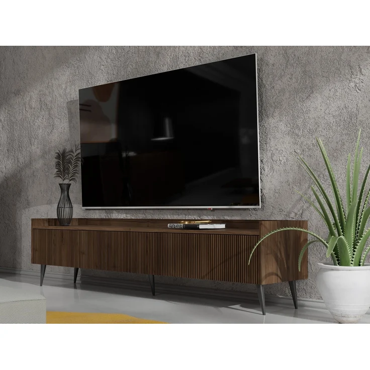 Compleo TV-Schrank 150 cm, Lamellenoptik, Japandi design, geriffeltes Front – Bild 1