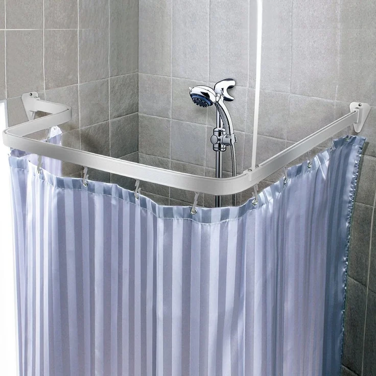 Euroshowers GmbH Duschvorhangstange Flexibel Chrom 300 cm, 1-läufig, Wand, Decke, Schrauben, Aluminium, Kann von Hand gebogen werden – Bild 2
