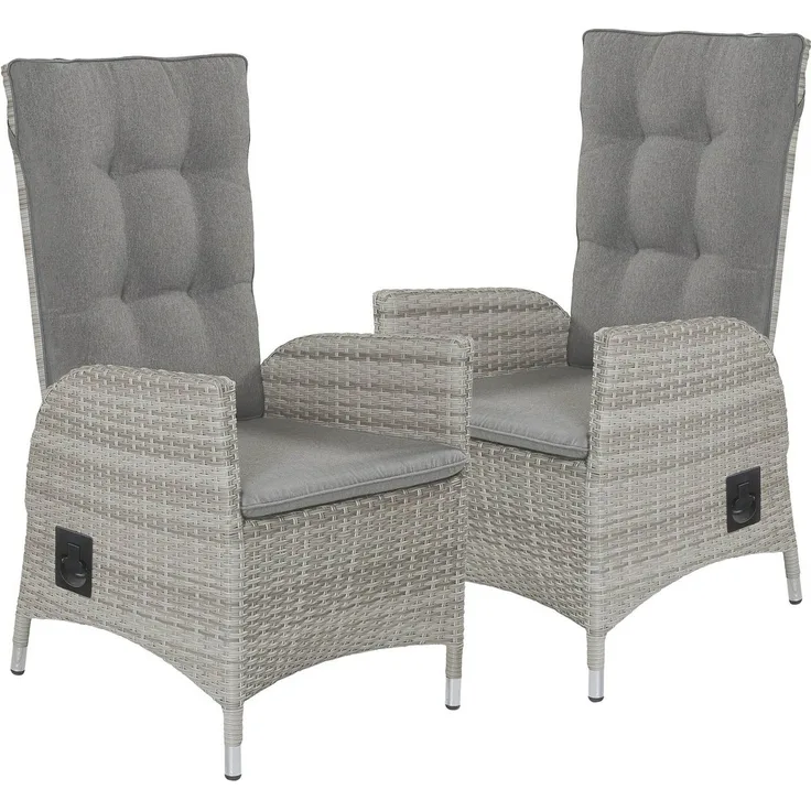 LC Garden Gartenstuhl LC Garden »Roma« Positionsstuhl Verstellsessel natur, Aluminiumgestell mit handgeflochtenem Rattan