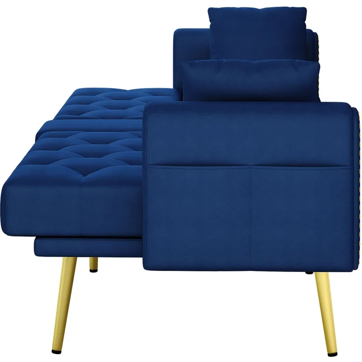 ZUBALIYA Schlafsofa 80x73.5 cm, mit LED - Beleuchtung, mit Stauraum, mit Samtbezug, mit breiten Armlehnen, Gold – Bild 14