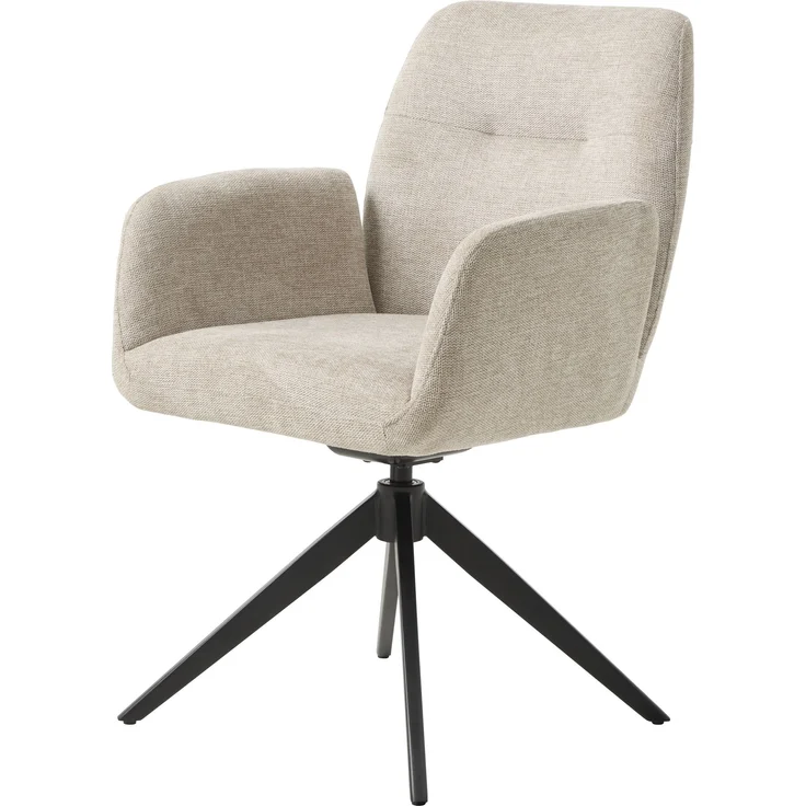 Armlehnstuhl >ROXANA< drehbar, Wipp-Relax-Funktion, Sand, Stoff-Brego - 57,5x88x62cm (BxHxT) – Bild 1