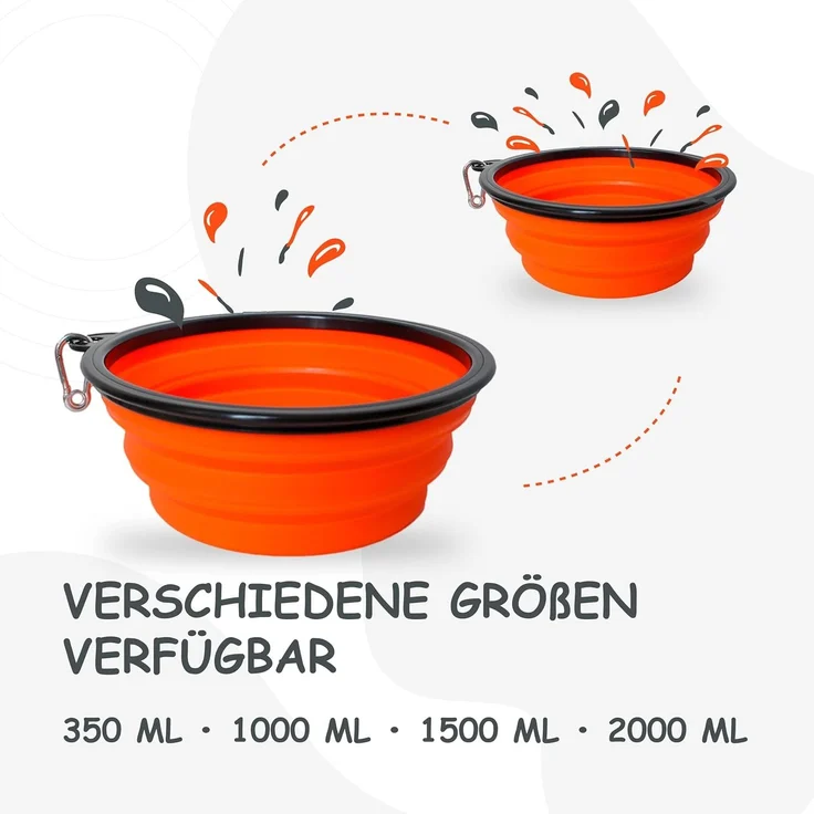 PETSATION Hundenapf faltbar (2x1000 ml), Silikon orange – Bild 6