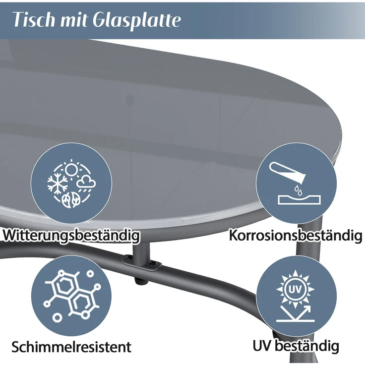 Merax Gartenmöbel-Set für 6 Personen, Eisen / Polyester grau, 243,5x186x80 cm – Bild 7