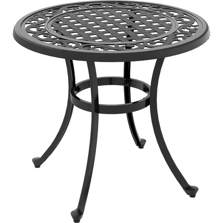 Outsunny Gartentisch Beistelltisch, Terrassentisch mit Aluminiumrahmen (Balkontisch, 1-St, Couchtisch), für Garten, Balkon, Schwarz, 60 x 60 x 53 cm