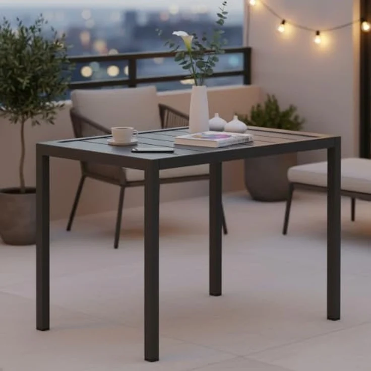 Mucola Gartentisch Aluminium Beistell Balkontisch rechteckig wetterfest Anthrazit Tisch Outdoor hitze- und wetterbeständig Terrassentisch – Bild 4