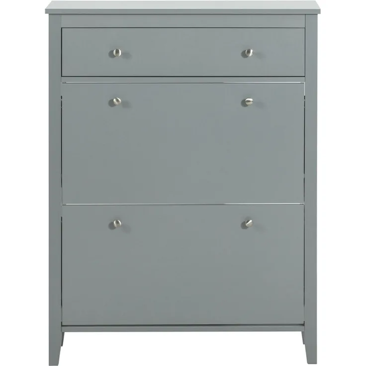 SoBuy FSR89-HG Schuhschrank, MDF, Lackiert, Grau, 76 x 78 x 18 cm