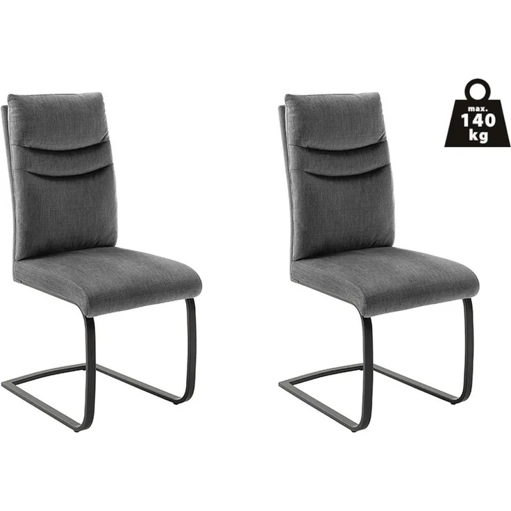 Freischwinger >GIBARA< (2er-Set) mit Griff, Bezug anthrazit - 46x105x62 (BxHxT)