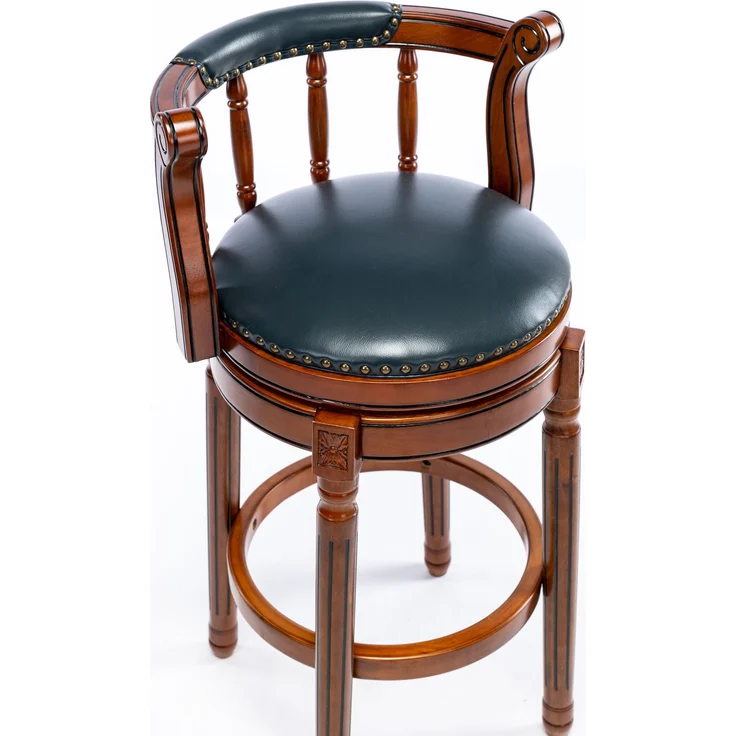 Barhocker aus Holz mit Kuhfellbezug, 360° drehbar, mit Rückenlehne, Barhocker in Tresenhöhe für Küche, Esszimmer und Bar – Blau2 – 54,8 x 54,8 x 96 cm – YOUDENOVA – Bild 10