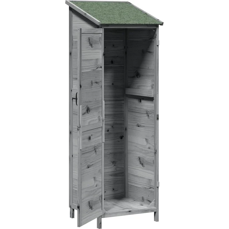vidaXL Gartenschuppen Grau 59,5 x 56 x 176,5 cm Massivholz aus Fichte 42033446 – Bild 4