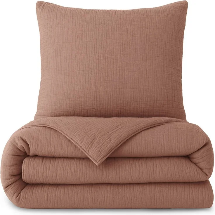 Laynenburg Bettwäsche Musselin aus 100% Baumwolle in 135x200 oder 155x220 cm, atmungsaktiv & bügelfrei – 2 lagig mit Reißverschluss & Haltebändern – Bild 1