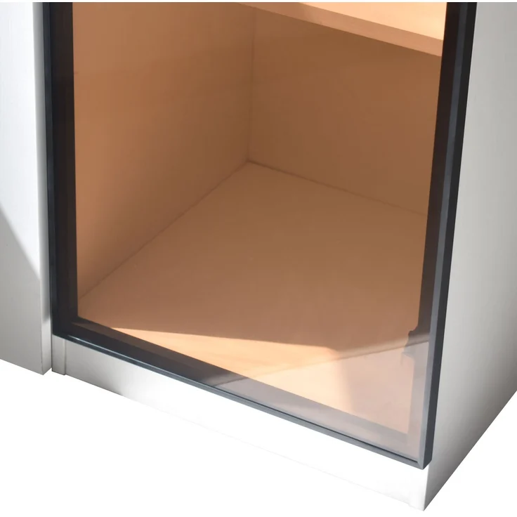 LED-Vitrine B 110,5 x T 35 x H 160 cm aus MDF mit Seitenauszug und bernsteinfarbenem Glas – Bild 9