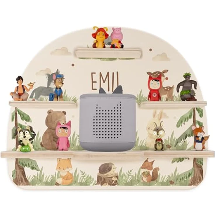 Kidsmood - Tonie Regal fürs Kinderzimmer– Liebevoll gestaltetes Wandregal mit abgerundeten Ecken & Kanten für Toniebox 2 mit Namen & Metallplättchen | Personalisierte Geschenke für Kinder – Bild 2