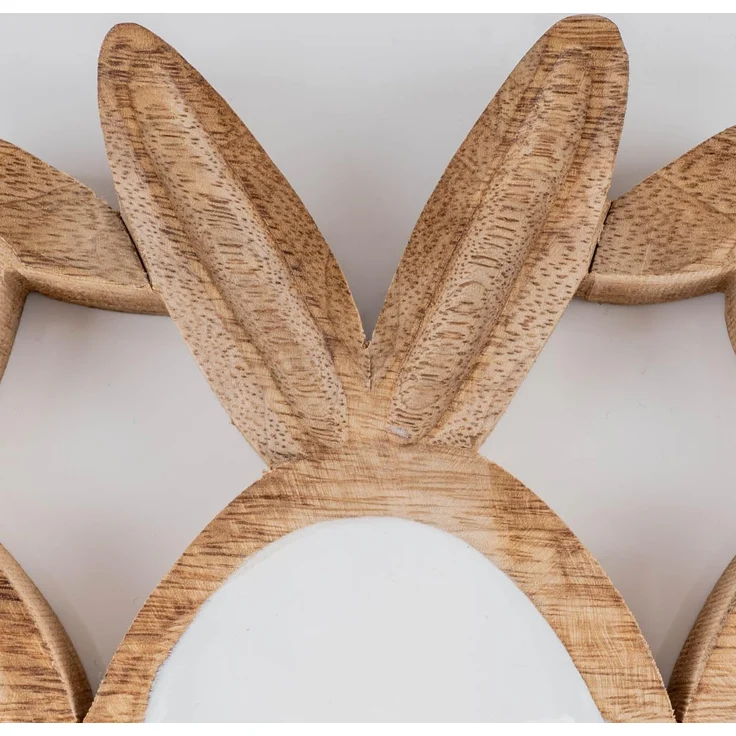 Levandeo® Dekoschale, Deko Schale L26cm Ostereier Hasenohren Mangoholz Natur Weiß – Bild 4