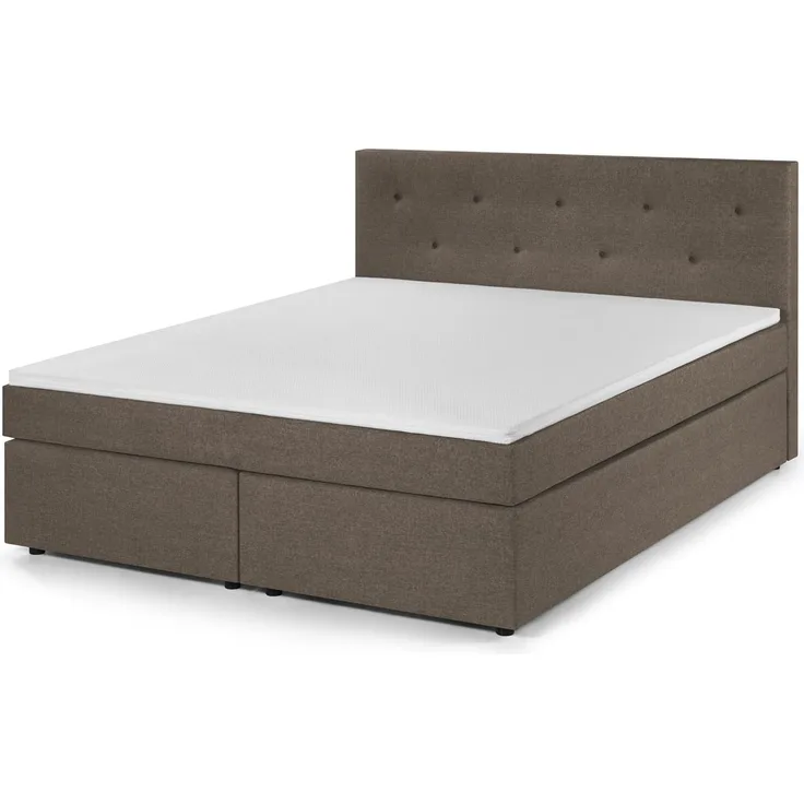 Traumnacht Boxspringbett, mit 7-Zonen Tonnentaschenfederkernmatratzen (H2) und Komfortschaumtopper, leichter Aufbau, produziert nach deutschem Qualitätsstandard, 180x200 cm in hellbraun