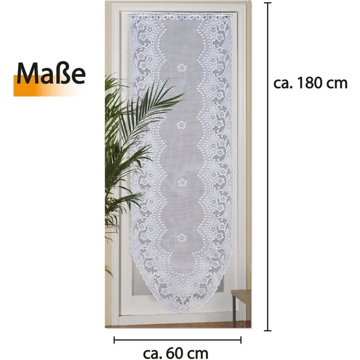 Arsvita Panneaux Blumen Mona mit Stickerei, Schlaufen, transparent, Türpanneaux 180x60cm Stangendurchzug, Voile Kurzgardine Bistrogardine – Bild 2