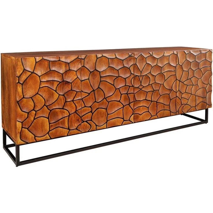 riess-ambiente Sideboard VULCANO 180cm braun / schwarz (Einzelartikel, 1 St), Wohnzimmer · Massivholz · Metall · Anrichte · 3D-Front · Modern Design – Bild 1