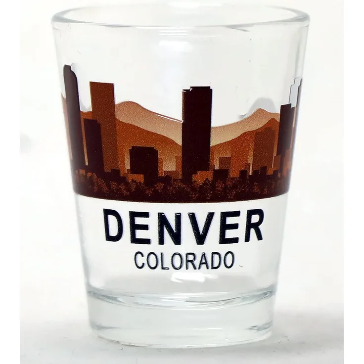 Denver Colorado Sunset Skyline Shot Glass by World By Shotglass