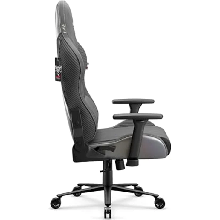 Diablo Gaming Stuhl ergonomisch Stoff Gaming Chair 140 kg belastbar Bürostuhl Gamer Stuhl mit 3D Armlehnen Lendenkissen Kopfkissen Wippfunktion Verstellbarer Rückenlehne Rainbow Grey – Bild 5