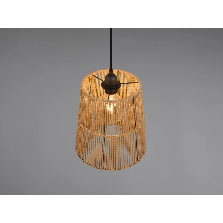 Kleine LED Pendelleuchte 1-flammig mit Lampenschirm aus Papiergarn, Ø 24cm – Bild 6