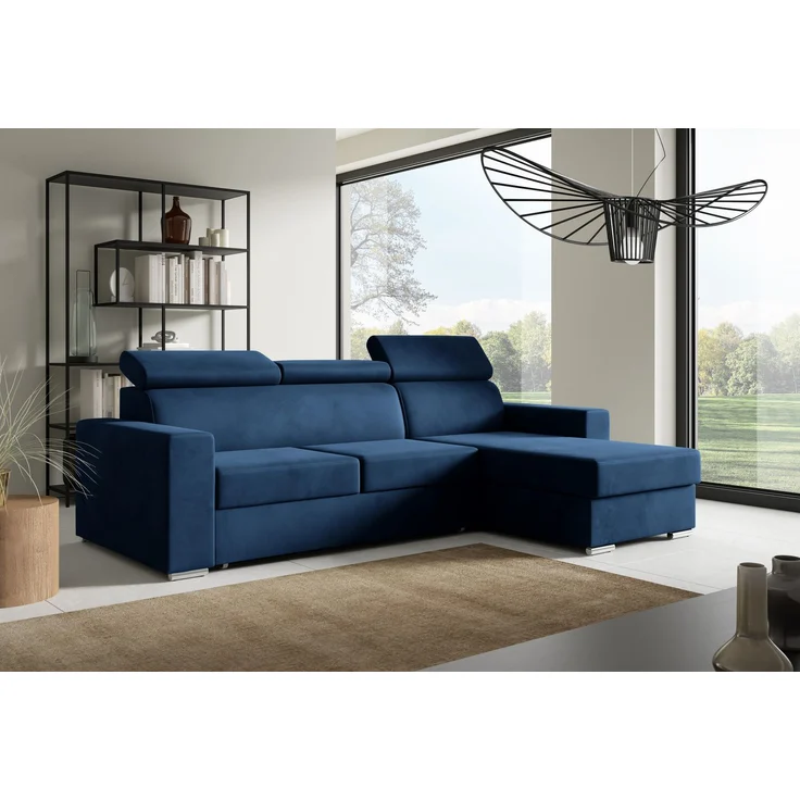Ecksofa in L-Form NELA, L-förmige Eckcouch mit Schlaffunktion, ausziehbares Sofa, 1 Bettzeugbehälter, verstellbare Kopfstützen, (Monolith 77), 96x170 cm – Bild 2