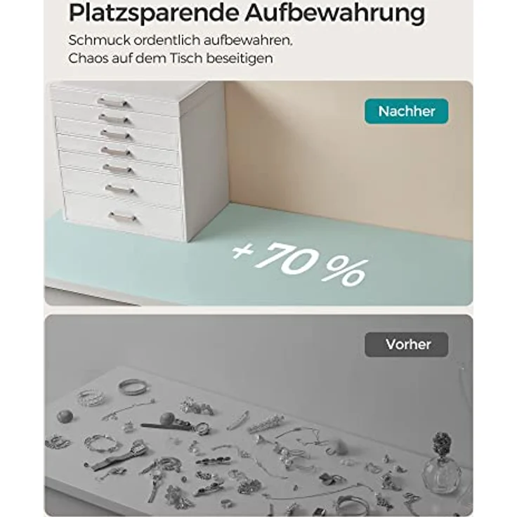 SONGMICS Schmuckkoffer, Schmuckkasten mit 6 Ebenen, Schubladen und Spiegel – Bild 8
