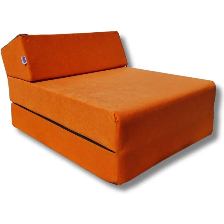 Natalia Spzoo – 3-teilige klappbare Schaumsessel (160 x 60 x 12 cm) – mit Schaumstoffkern & abnehmbarem Bezug, Orange