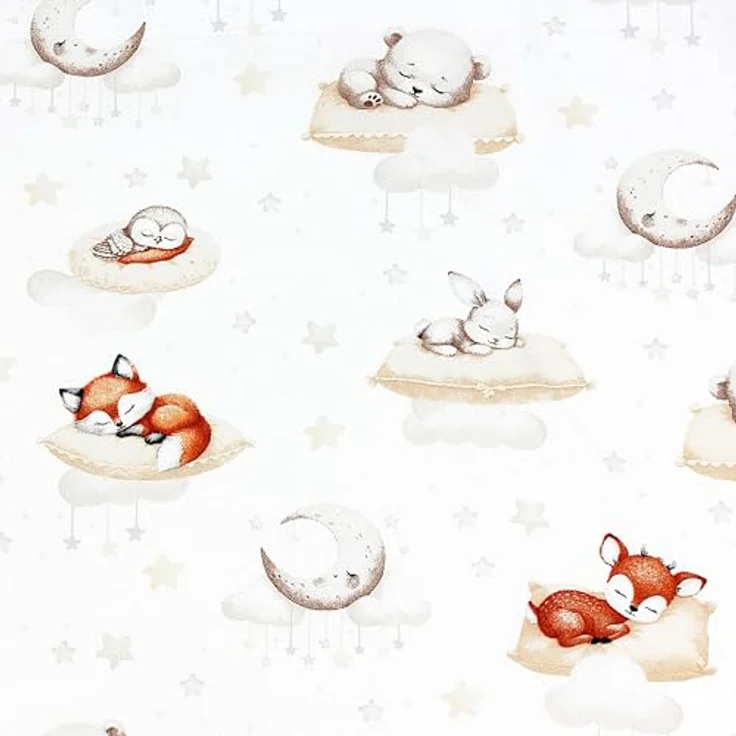 TupTam Baby Wickeltischauflage mit Baumwollbezug Gemustert, Farbe: Schlafende Baby Tiere/Beige, Größe: 75x85 cm – Bild 7