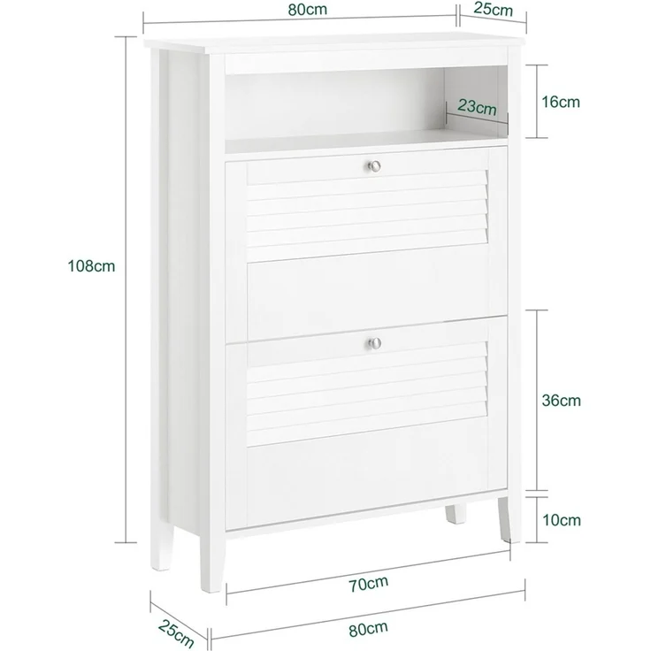 SoBuy FSR152-W Schuhschrank, MDF, Lackiert, Weiß, 80 x 108 x 25 cm – Bild 3