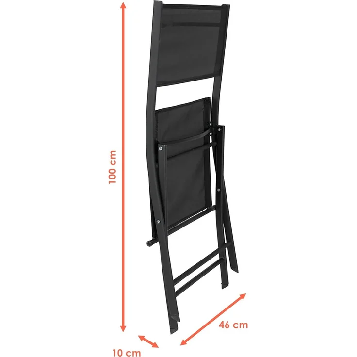 Spetebo Gartenstuhl Balkon Klappstuhl schwarz - 83x55 cm (Stück, 1 St), Faltbarer Stuhl aus Stahl und Textil – Bild 4