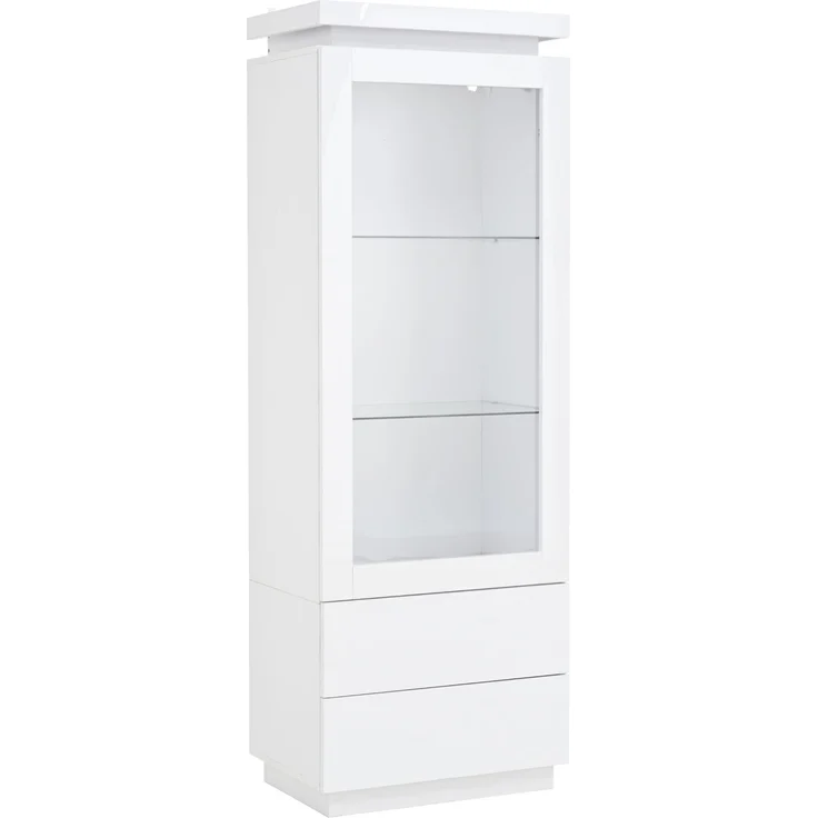 DESVIAE Vitrine mit 2 Schubladen und LED-Beleuchtung 60x171x40 cm Spanplatte Weiß – Bild 8