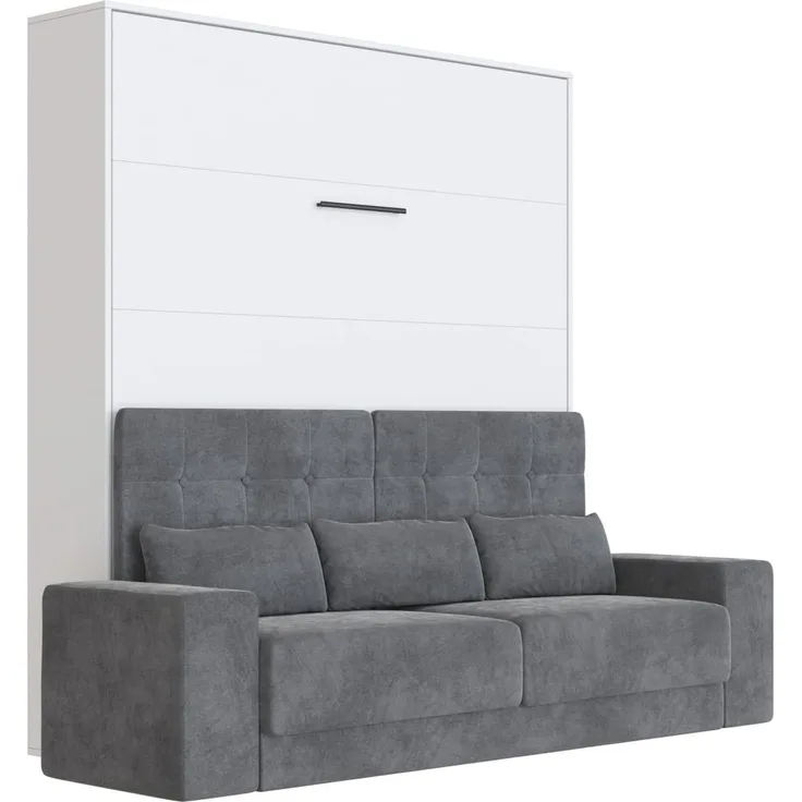 SMARTBett Schrankbett SMARTBett Schrankbett M1180x200 Vertikal Weiss inkl. Anthrazit SOFA (Schrankbett, 2-St, Schrankbett+ Sofa)