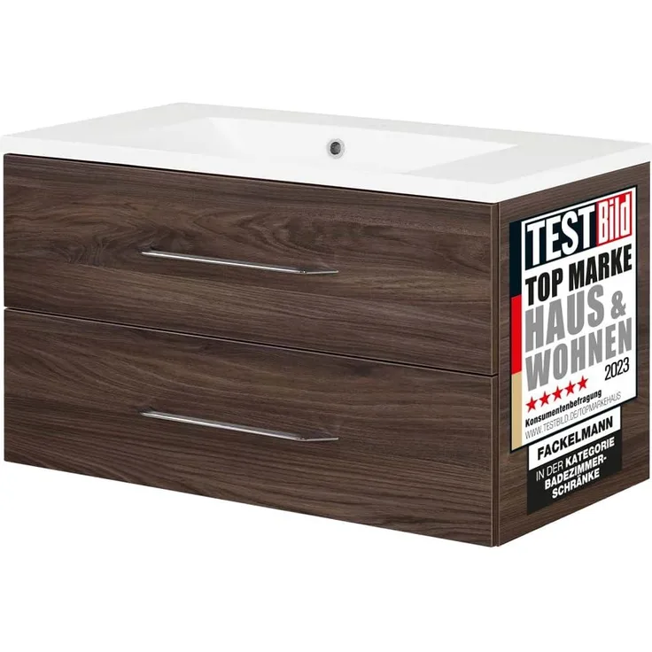 Fackelmann B. CLEVER Waschtisch Set Gussmarmor 90 cm, Braun dunkel