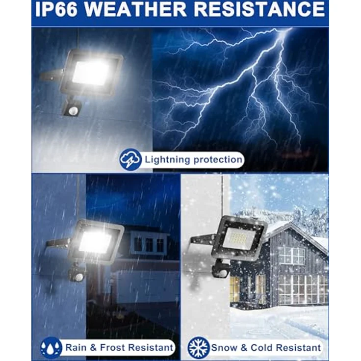 Realky LED Strahler mit Bewegungsmelder, 20W 2000LM, 6500K Kaltweiß, IP65 wasserdicht, für Garten und Garage – Bild 5