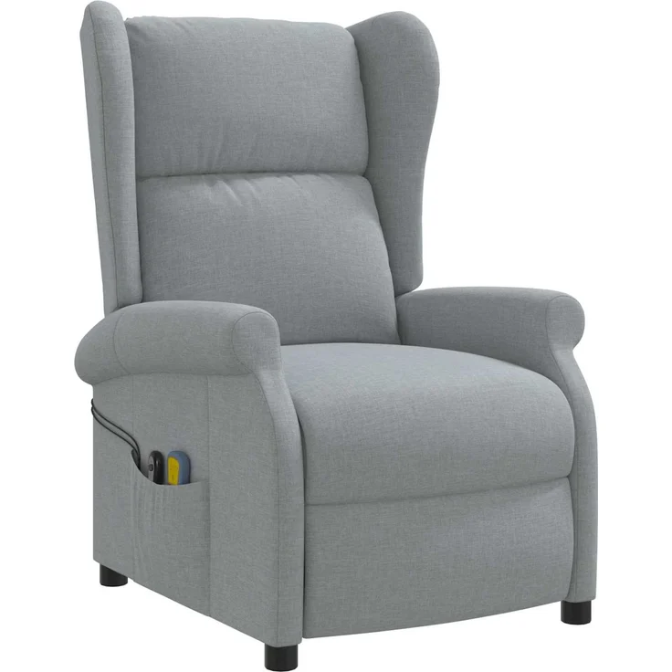 vidaXL Wing Back elektrischer Massagesessel Hellgrau Stoff 3460290 – Bild 3