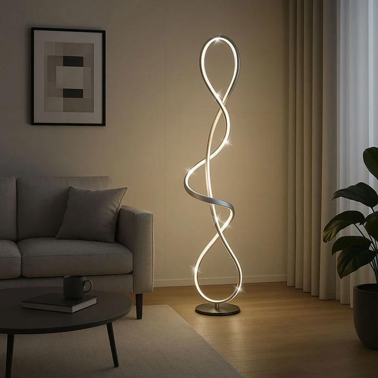 LED Stehleuchte, silber, Kristalle, H 132,5 cm – Bild 2