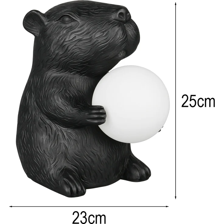 Besondere Tischleuchte CAPI kleine Capybara Lampe Schwarz, Höhe 25cm – Bild 4