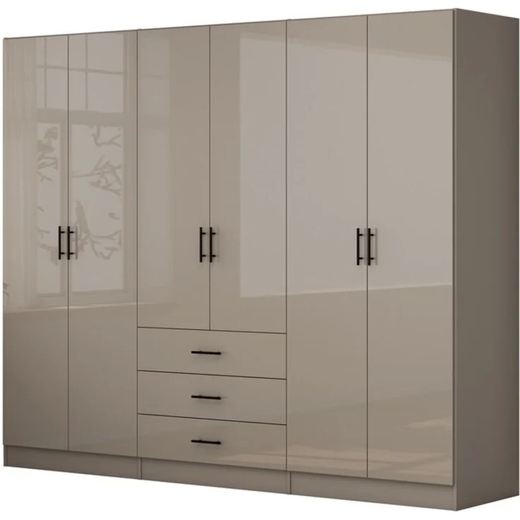 OTTO home Kleiderschrank Trento Schlafzimmerschrank Garderobe hochglanz Bestseller Schrank mit 6 Türen und 3 Schubladen, höchglänzende Fronten – Bild 4