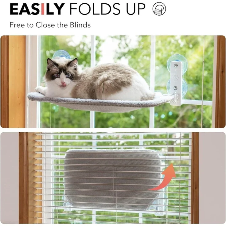 FELIXLEO Katzenliege Katzen Hängematte Fensterplatz 54x30 cm Klappbar mit Saugnäpfen – Bild 3