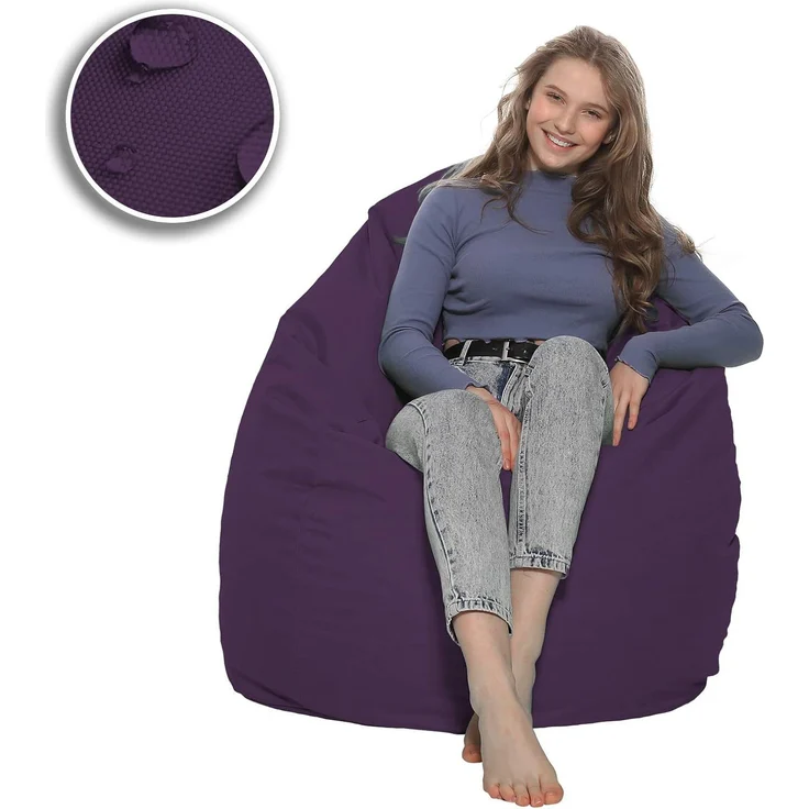 HomeIdeal - Sitzsack XXL Bodenkissen für Erwachsene & Kinder - Geeignet für Gaming oder Entspannen - Indoor wie Outdoor da er Wasserfest ist - mit EPS Perlen, Farbe:Lila, Größe:XXXL – Bild 3